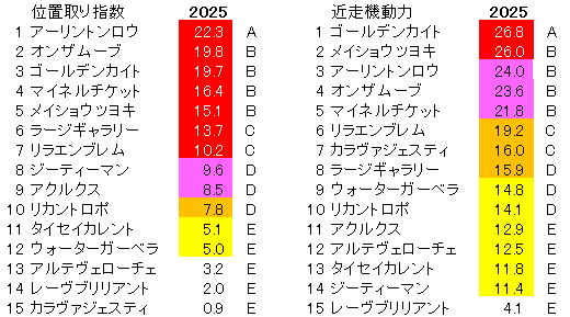 2025　シンザン記念　位置取り指数